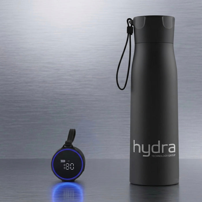 Gourde connectée HYDRA° 500ml Onyx noir mat avec bouchon écran LED UV